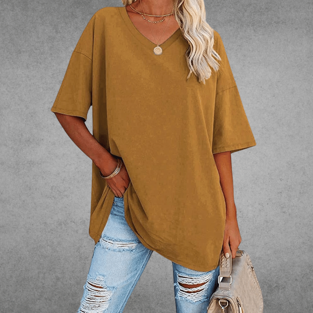 Dames T-shirt met 3/4-mouwen en ronde hals