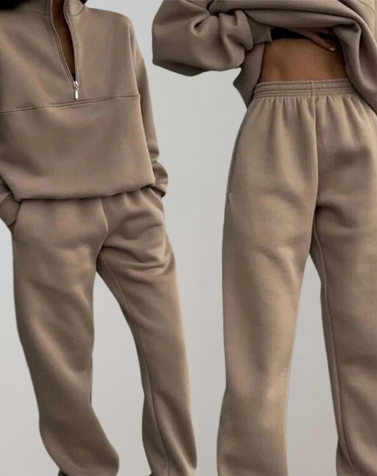 Dames trainingspak met half-zip sweater
