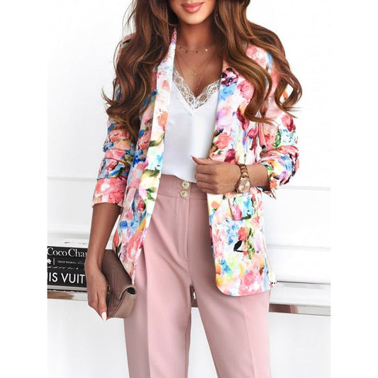 Damesblazer met botanische bloemenprint