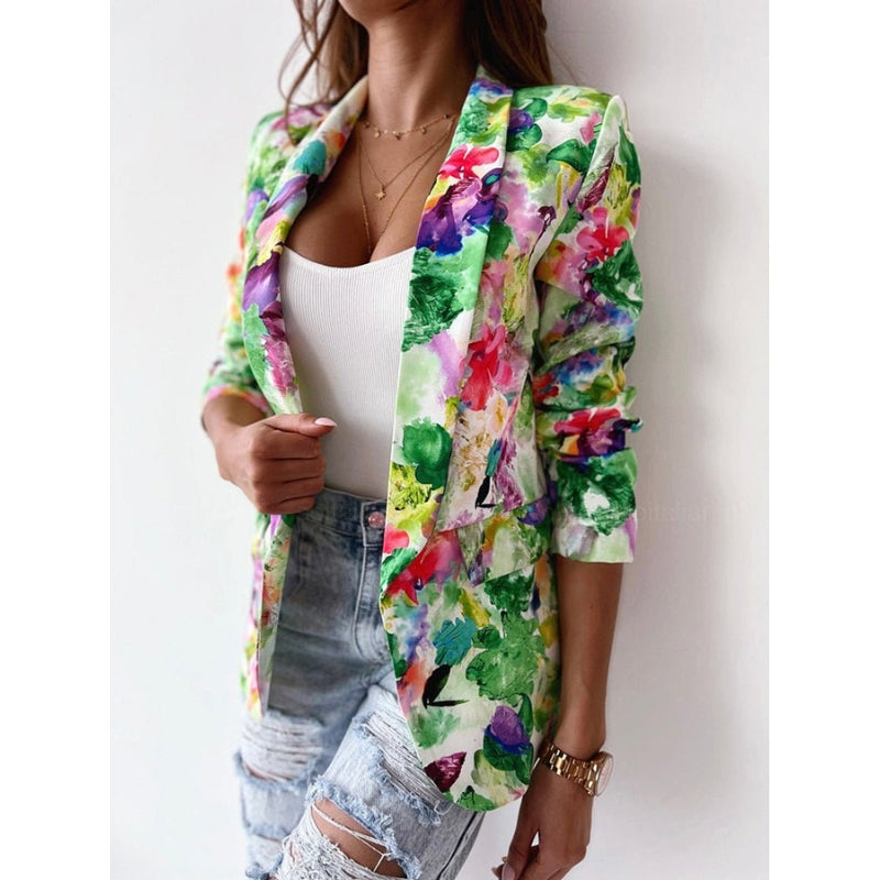 Damesblazer met botanische bloemenprint