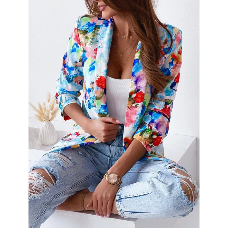 Damesblazer met botanische bloemenprint