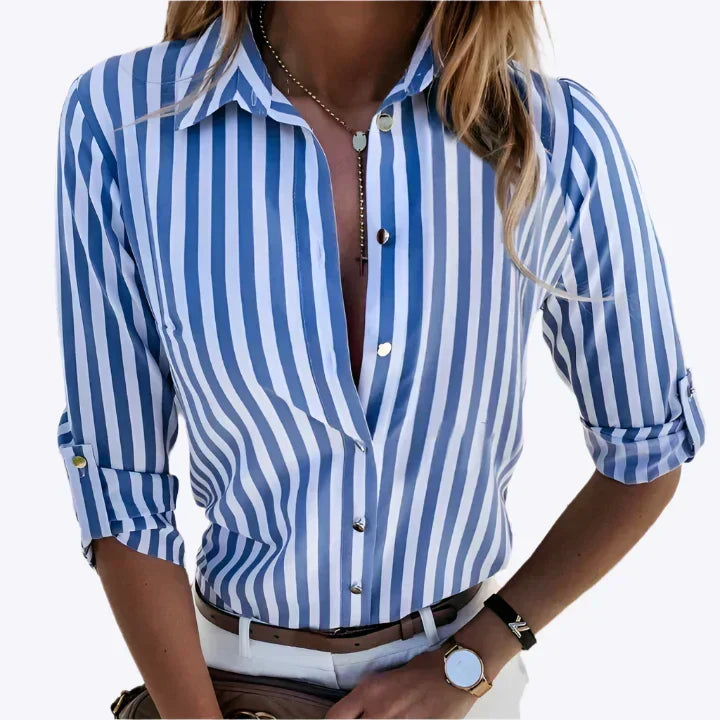 Damesblouse | Klassieke Gestreepte Bretonse Blouse met Lange Mouwen en Flatteuze Pasvorm