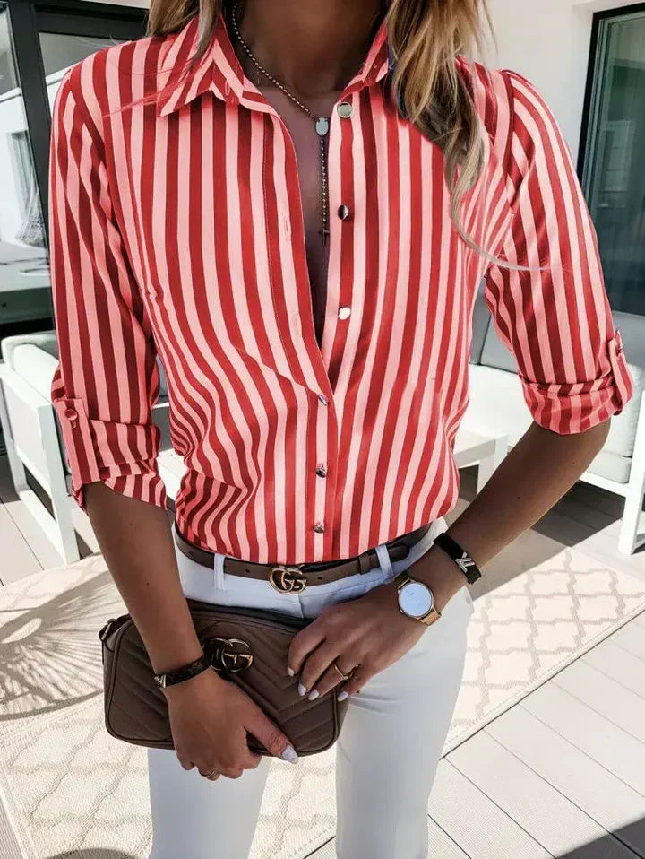 Damesblouse | Klassieke Gestreepte Bretonse Blouse met Lange Mouwen en Flatteuze Pasvorm
