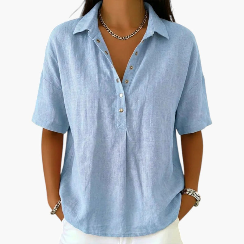 Damesblouse met kraag en knopen