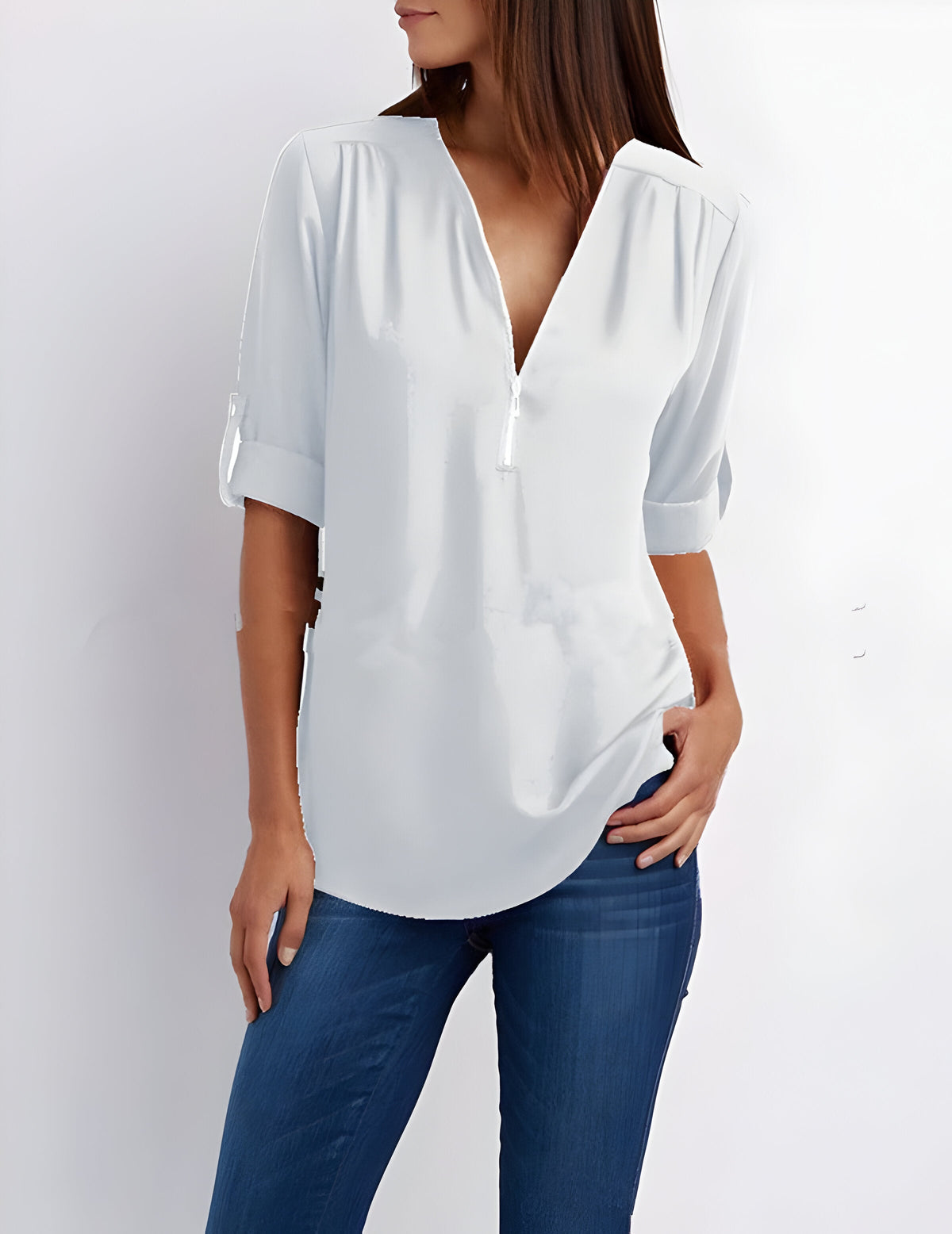 Damesblouse met ritssluiting aan de voorkant