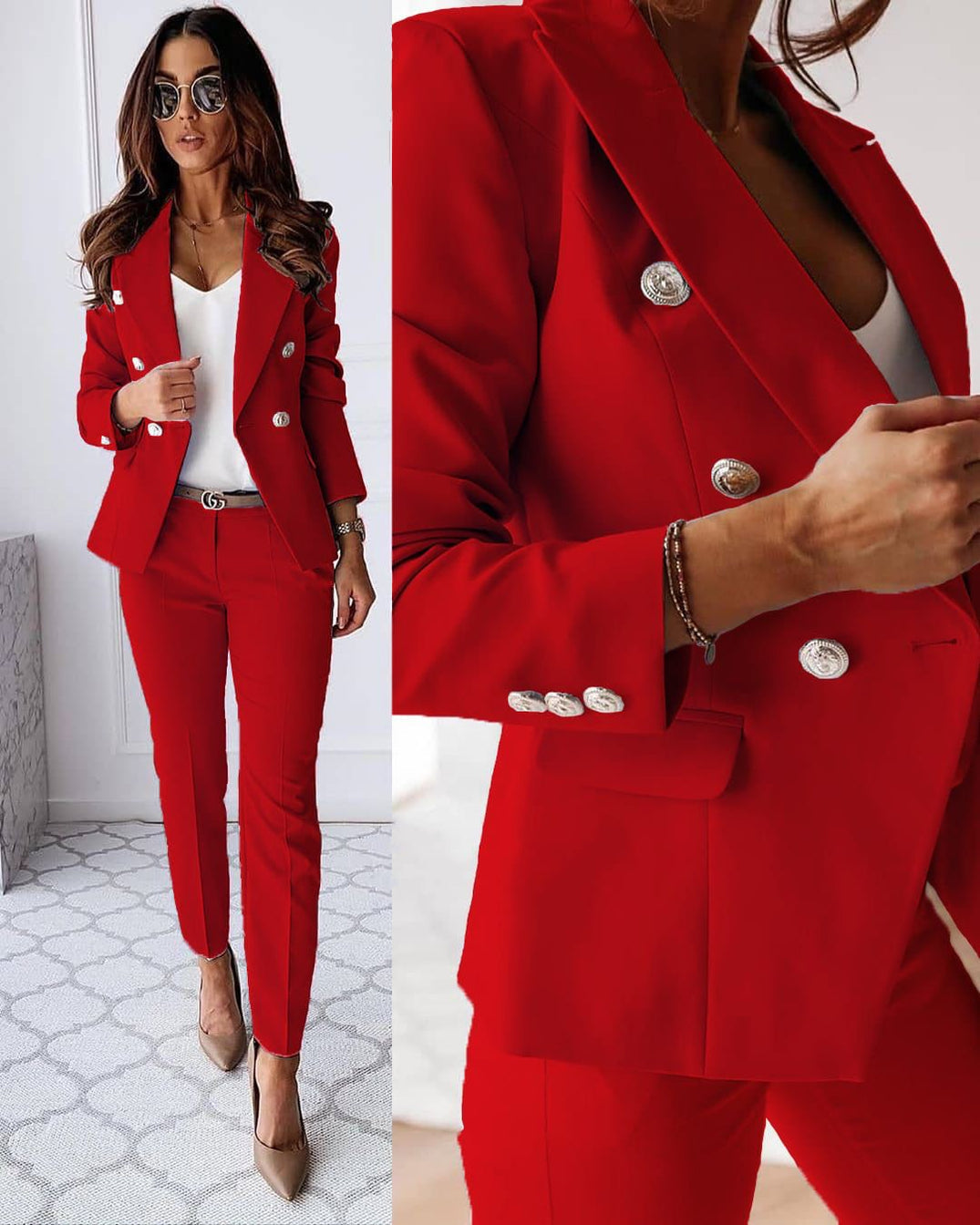 Damespak - Blazer en Elegante Strakke Broek