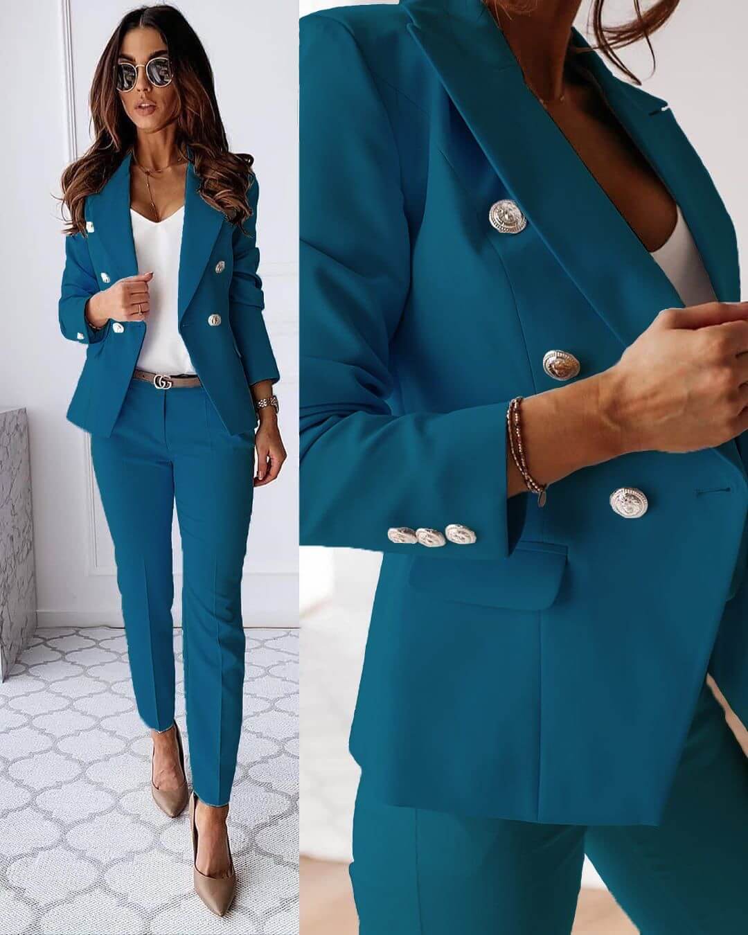 Damespak - Blazer en Elegante Strakke Broek