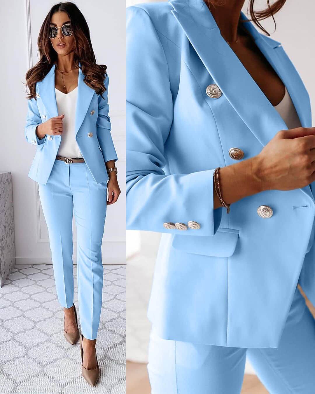 Damespak - Blazer en Elegante Strakke Broek