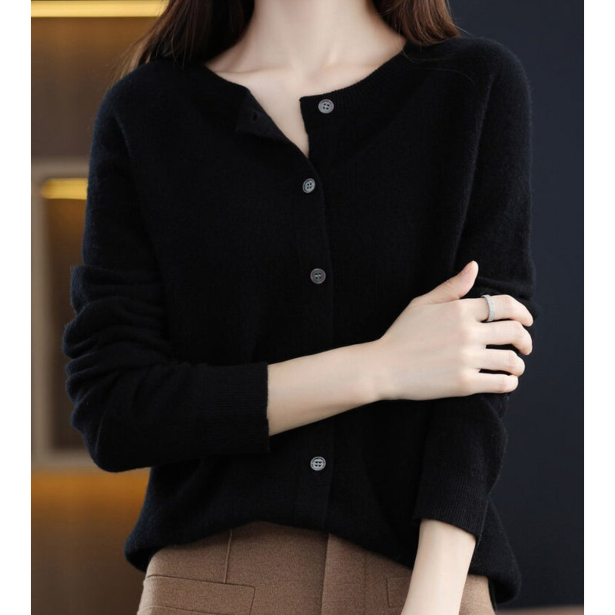 Damesvest met ronde hals en elegant design