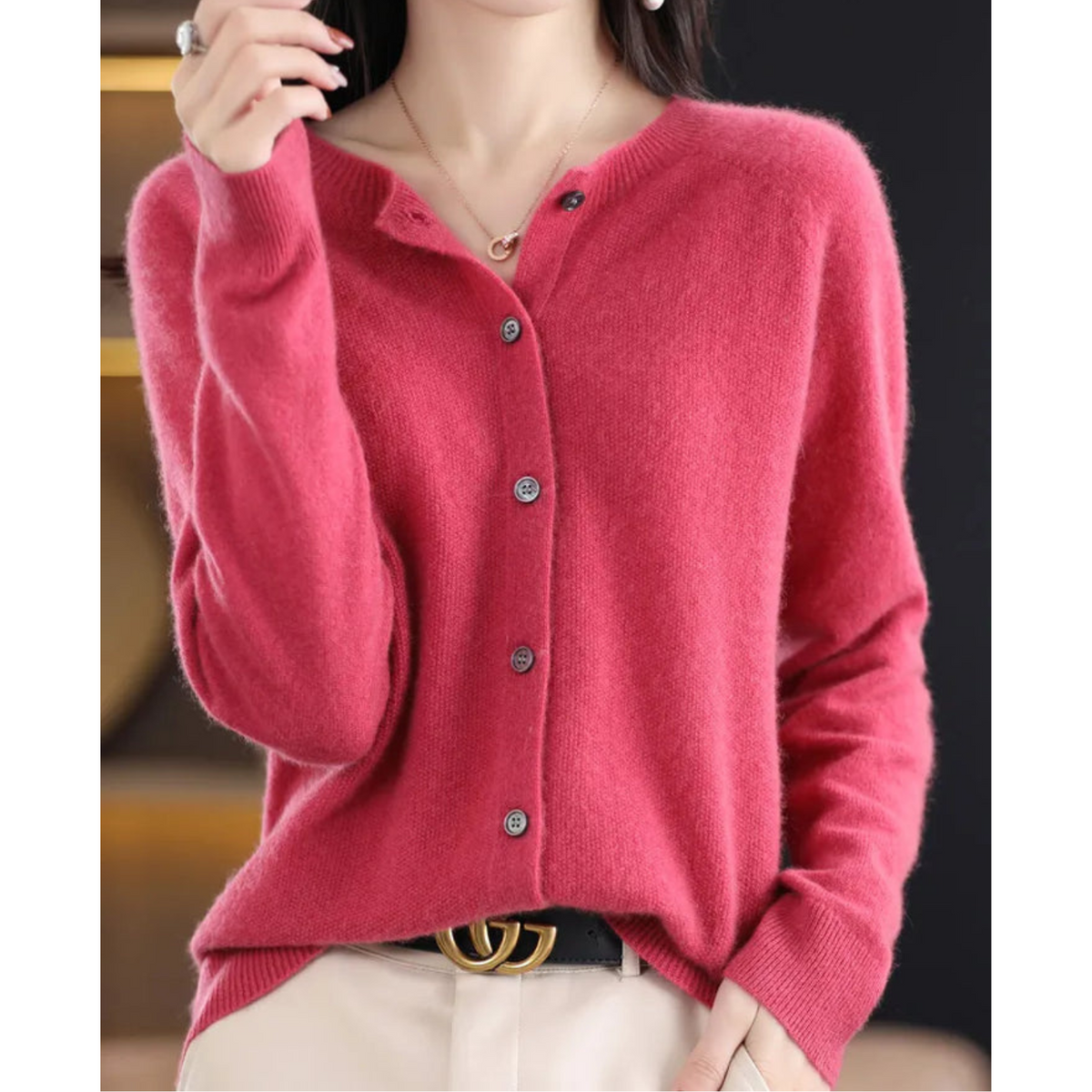 Damesvest met ronde hals en elegant design
