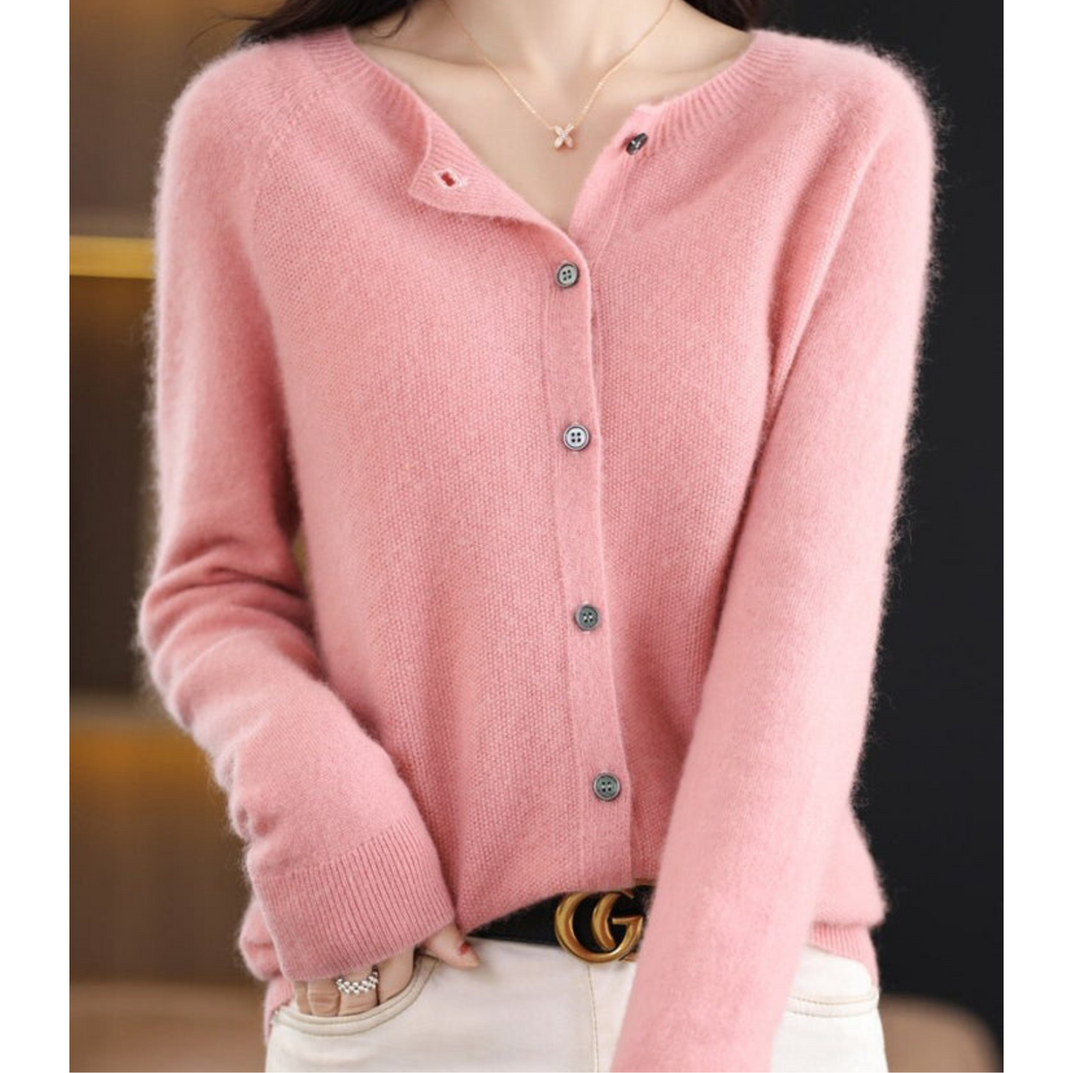 Damesvest met ronde hals en elegant design