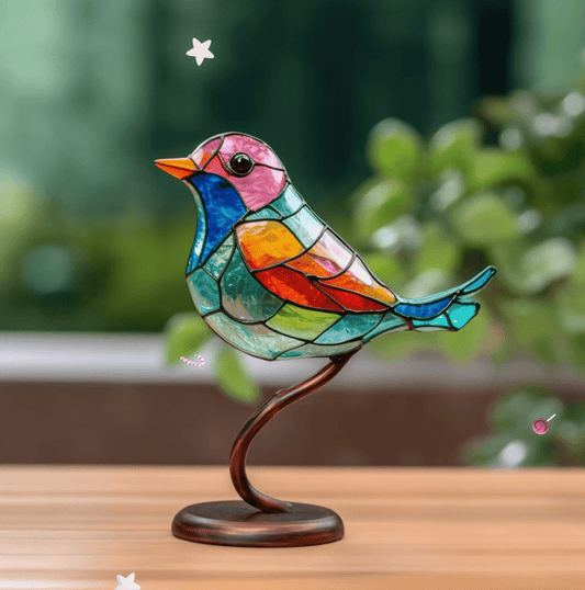 Decoratieve kleurrijke vogels op tak (glas-in-lood) voor binnen