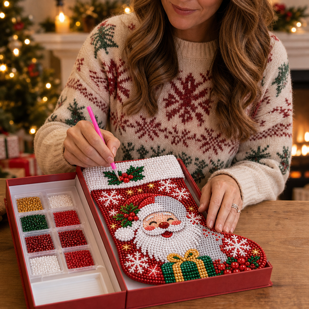Diamond painting kerstsok set