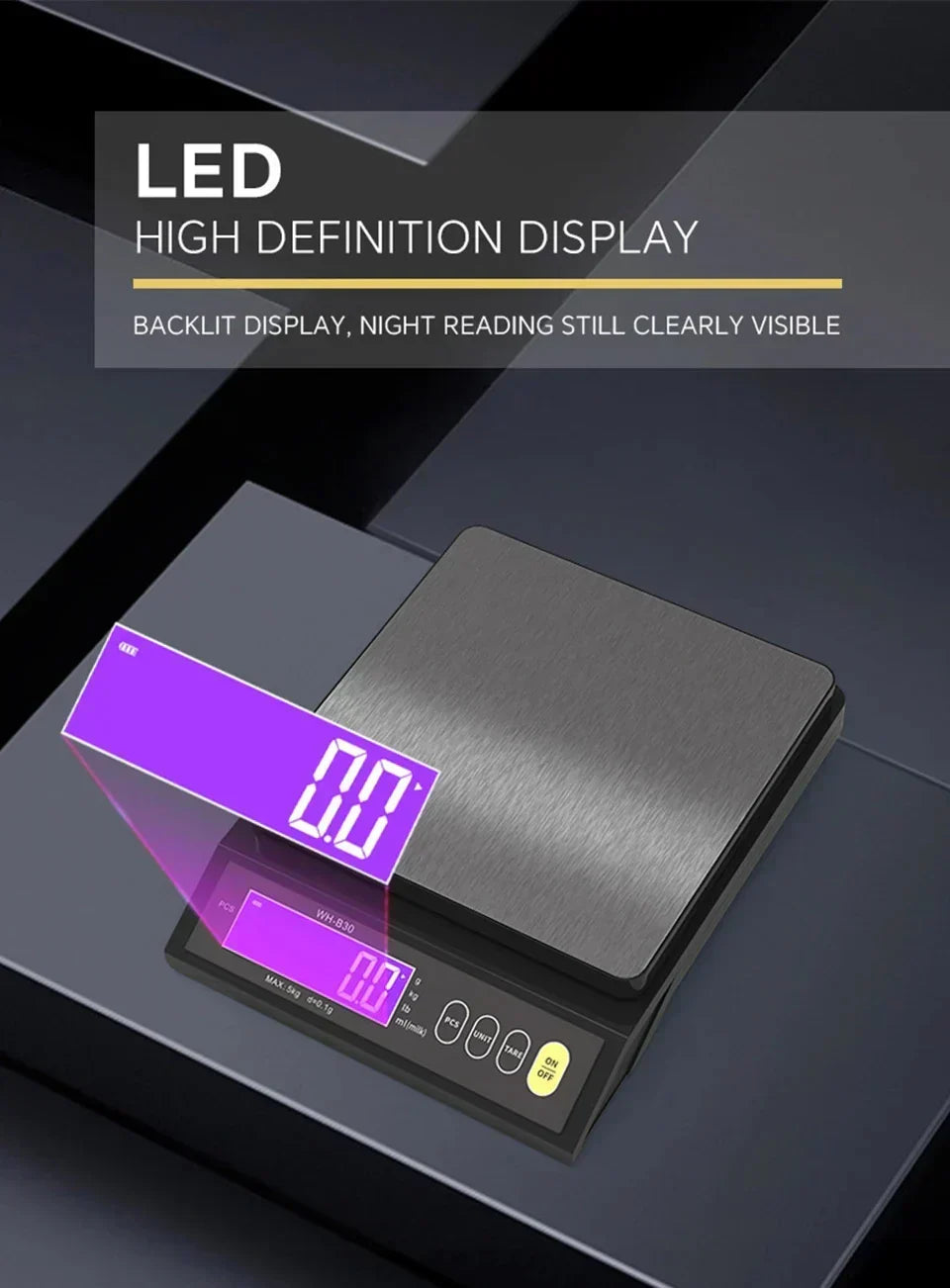 Digitale Elektronische Keukenweegschaal 5 kg/0,1 g en 10 kg/1 g, met Lcd-scherm, Volledig Waterdicht Roestvrijstalen Weeginstrument voor Bakkers