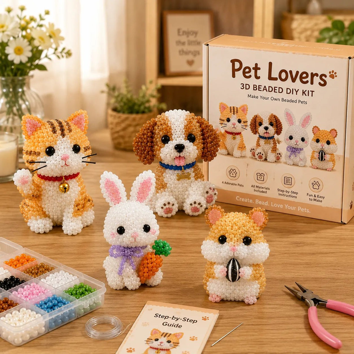 DIY-kralenset: 4 schattige 3D-dieren
