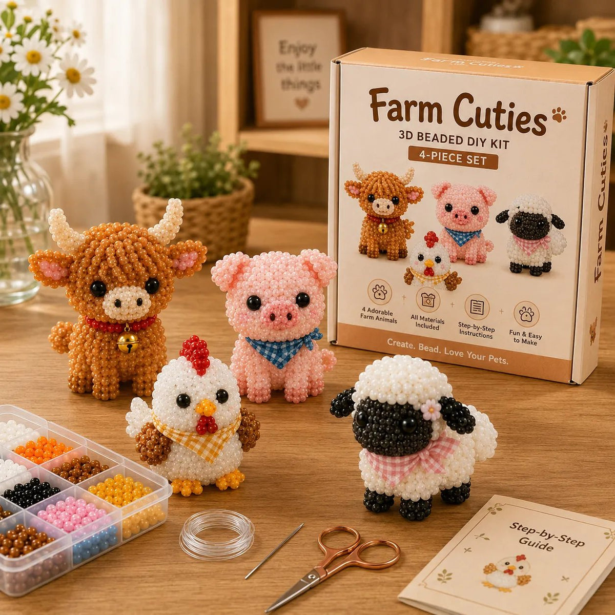 DIY-kralenset: 4 schattige 3D-dieren