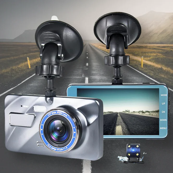 Draadloze auto dashcam voor- en achterzijde met nachtzicht