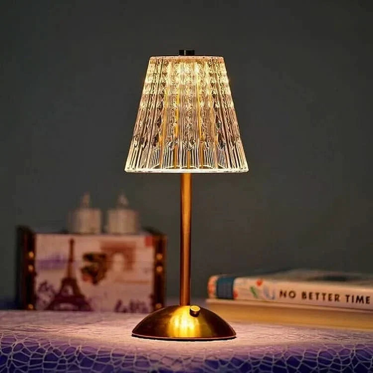 Draadloze oplaadbare led-tafellamp van kristal