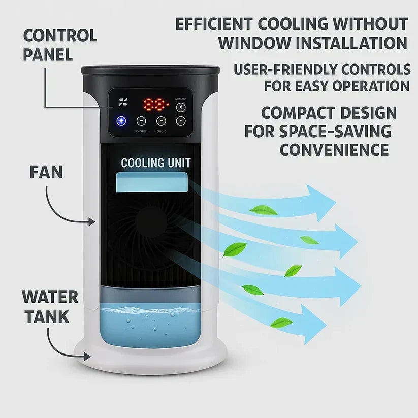 Draagbare Airconditioner | Zonder Afvoerslang, Energiezuinig & Ideaal voor Thuiskantoor en Studentenkamer