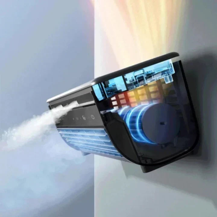 Draagbare aircooler met draadloos oplaadbaar ontwerp