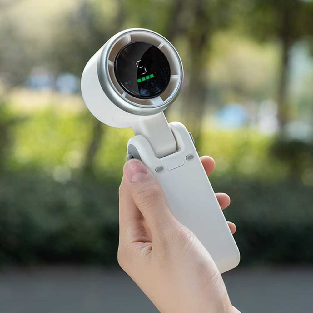 Draagbare bladelloze mini-handventilator voor koeling met digitale snelheidsweergave