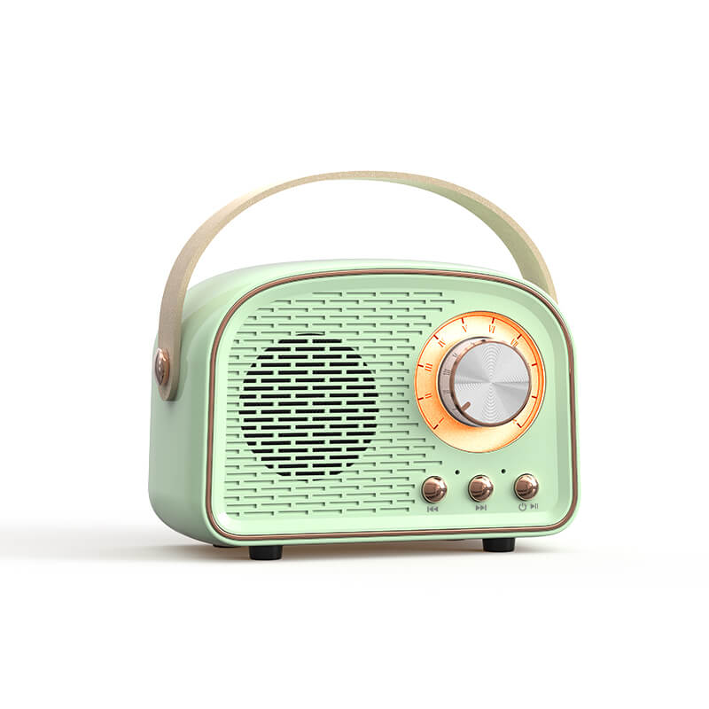 Draagbare bluetooth-speaker in retrostijl met hoogwaardige geluidskwaliteit en lange batterijduur – compact en stijlvol ontwerp