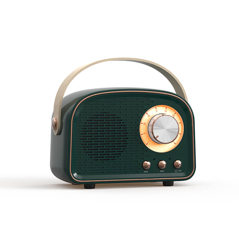 Draagbare bluetooth-speaker in retrostijl met hoogwaardige geluidskwaliteit en lange batterijduur – compact en stijlvol ontwerp