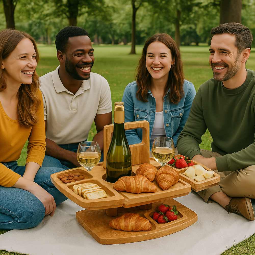 Draagbare houten picknick-wijntafel voor buitenevenementen