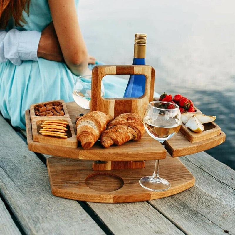 Draagbare Houten Wijntafel - Compact en Elegant