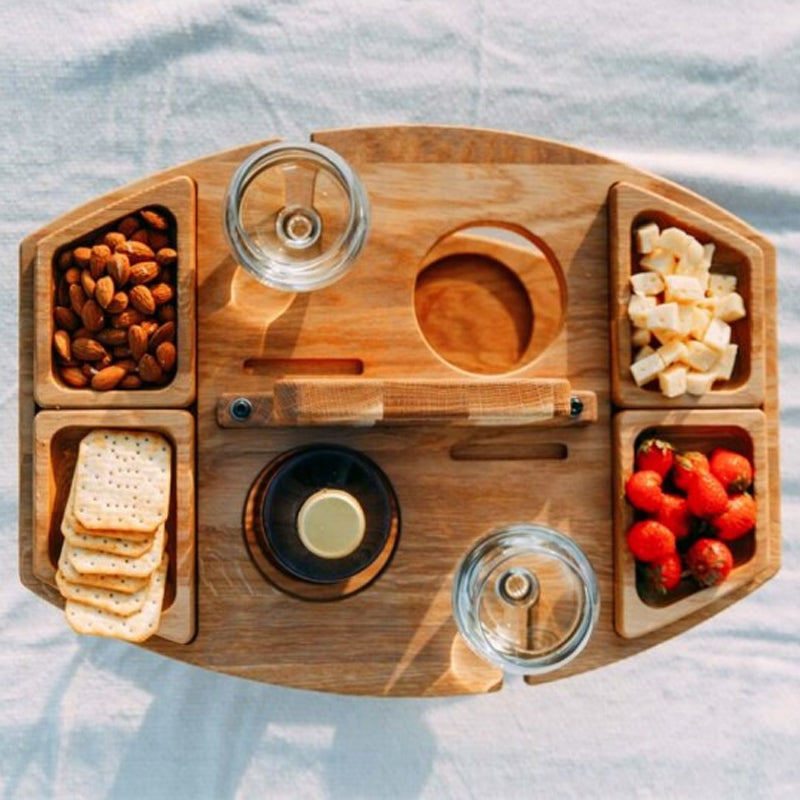 Draagbare Houten Wijntafel - Compact en Elegant