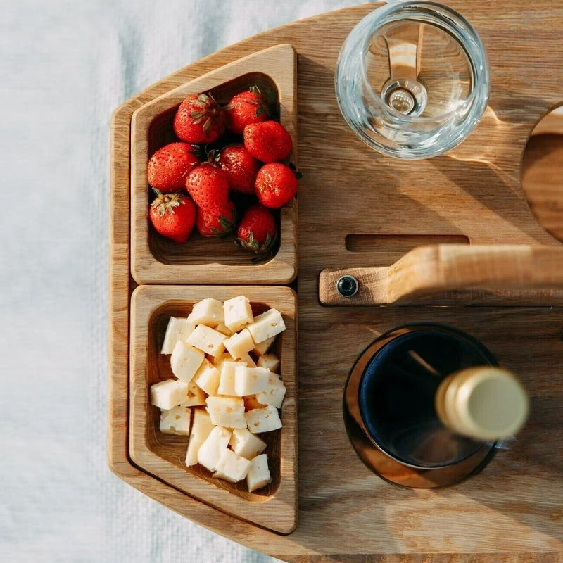 Draagbare Houten Wijntafel - Compact en Elegant