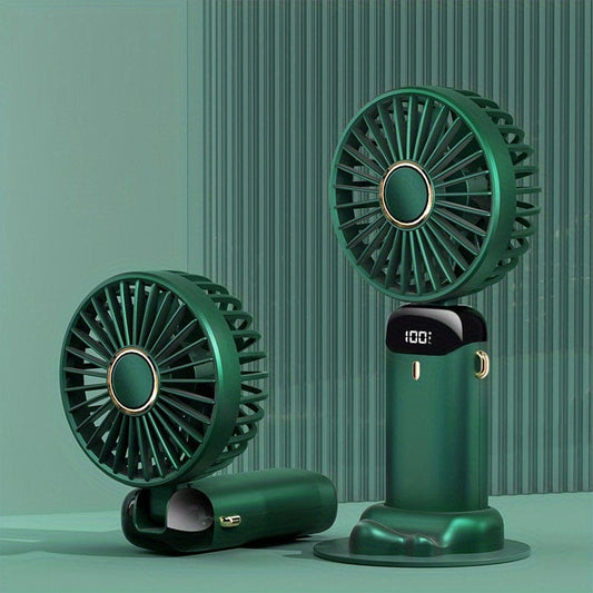 Draagbare Mini Handventilator - USB-Oplaadbaar met Led-display, 5 Snelheden, 90° Inklapbaar & Accu - voor Kantoor, Slaapkamer, Reizen, Camping & School