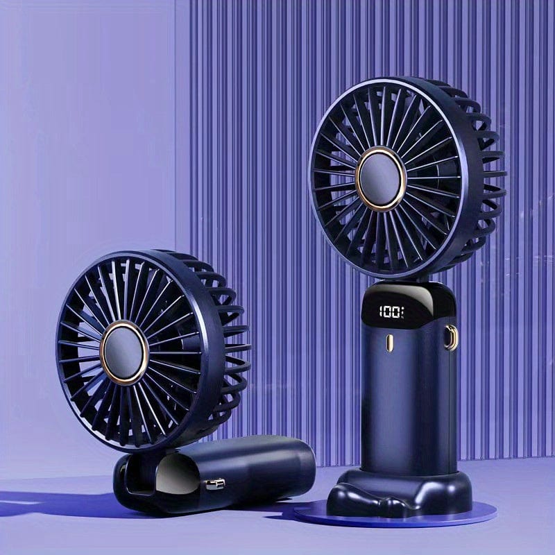 Draagbare Mini Handventilator - USB-Oplaadbaar met Led-display, 5 Snelheden, 90° Inklapbaar & Accu - voor Kantoor, Slaapkamer, Reizen, Camping & School