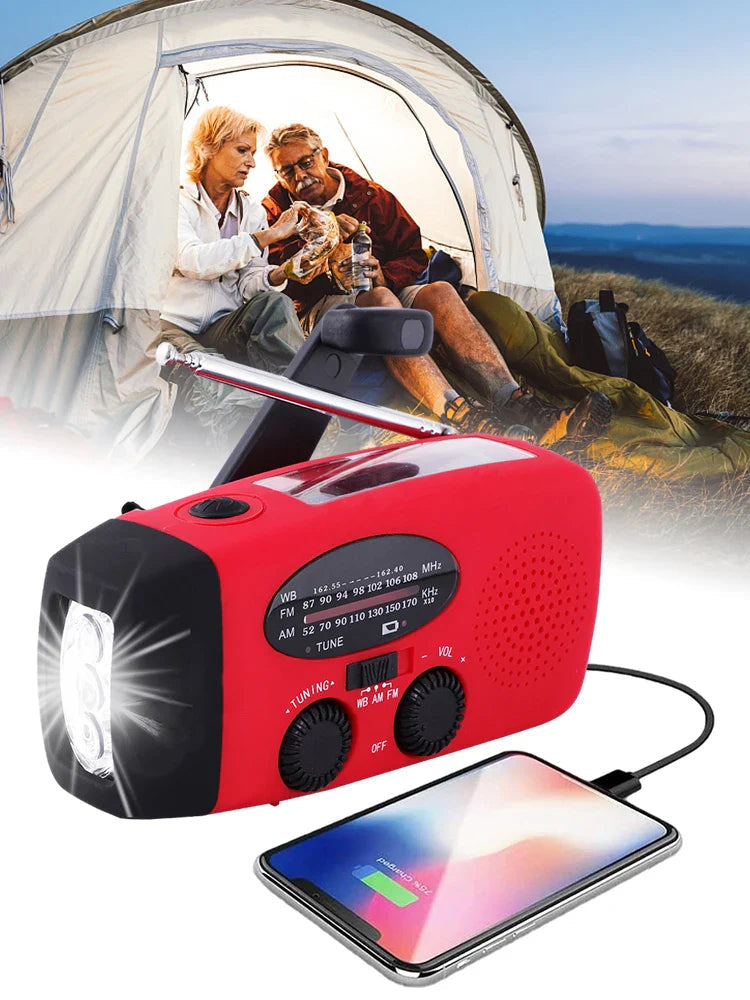 Draagbare noodradio met led-zaklamp en powerbank