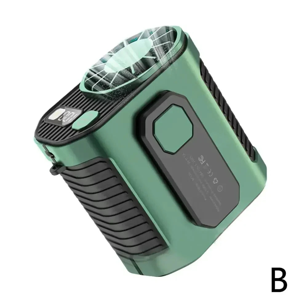 Draagbare Tailleventilator 3600mAh - Hangende Nekventilator met Sterke Luchtstroom, Powerbank en Ledverlichting voor Outdooractiviteiten en Werk