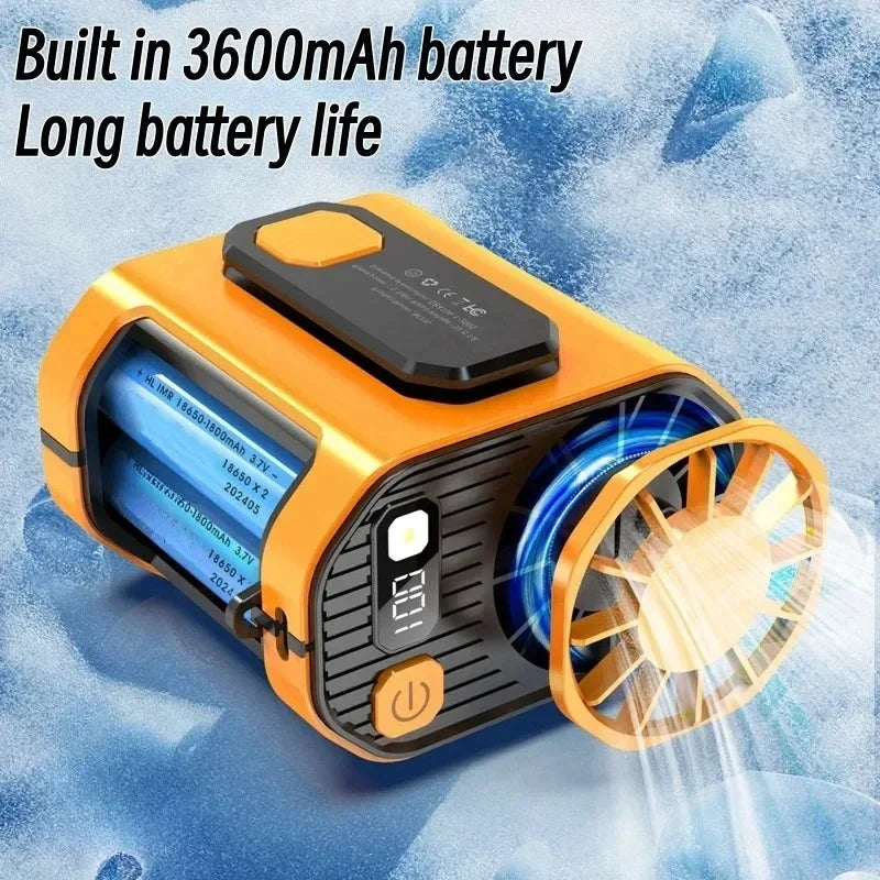 Draagbare Tailleventilator 3600mAh - Hangende Nekventilator met Sterke Luchtstroom, Powerbank en Ledverlichting voor Outdooractiviteiten en Werk