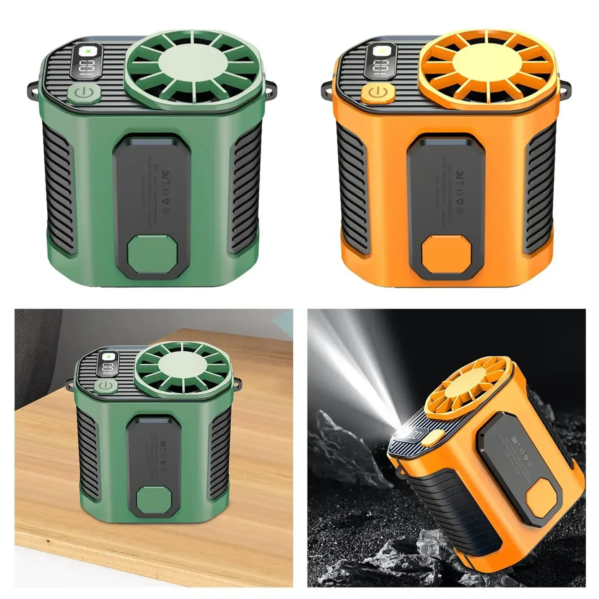 Draagbare Tailleventilator 3600mAh - Hangende Nekventilator met Sterke Luchtstroom, Powerbank en Ledverlichting voor Outdooractiviteiten en Werk