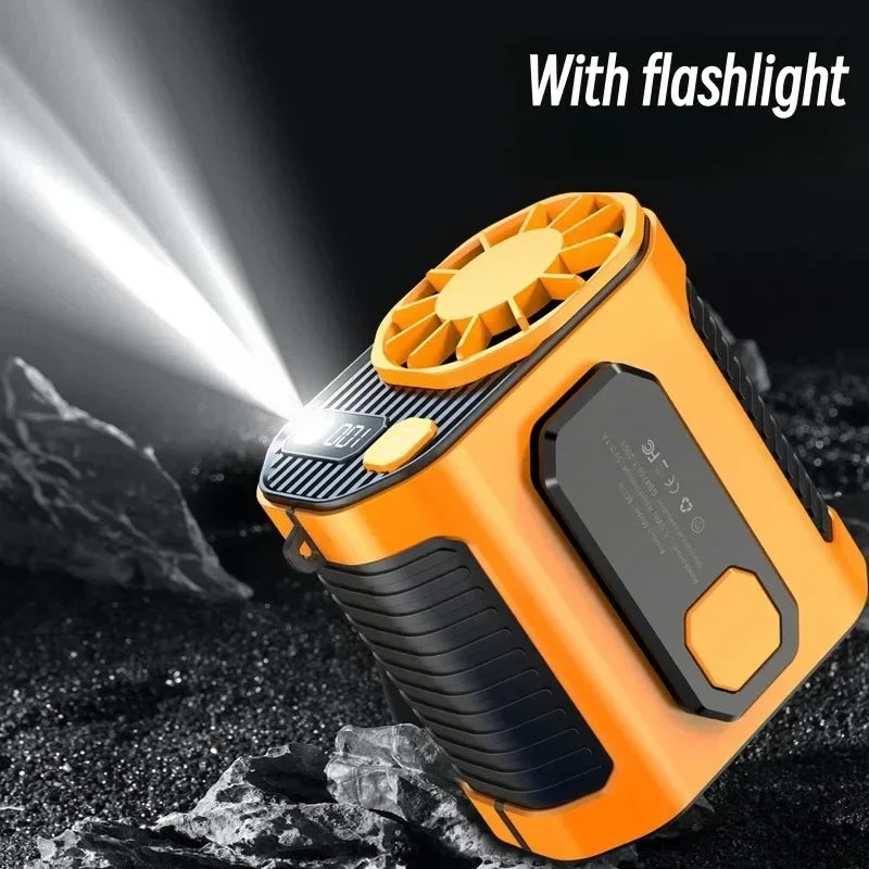 Draagbare Tailleventilator 3600mAh - Hangende Nekventilator met Sterke Luchtstroom, Powerbank en Ledverlichting voor Outdooractiviteiten en Werk