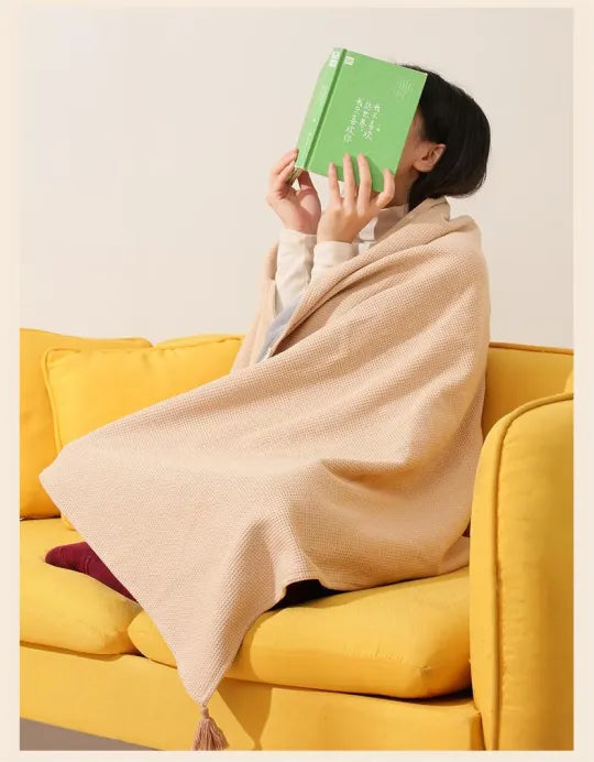 Draagbare verwarmde deken met USB-voeding – reisdeken van fleece met snelle opwarming
