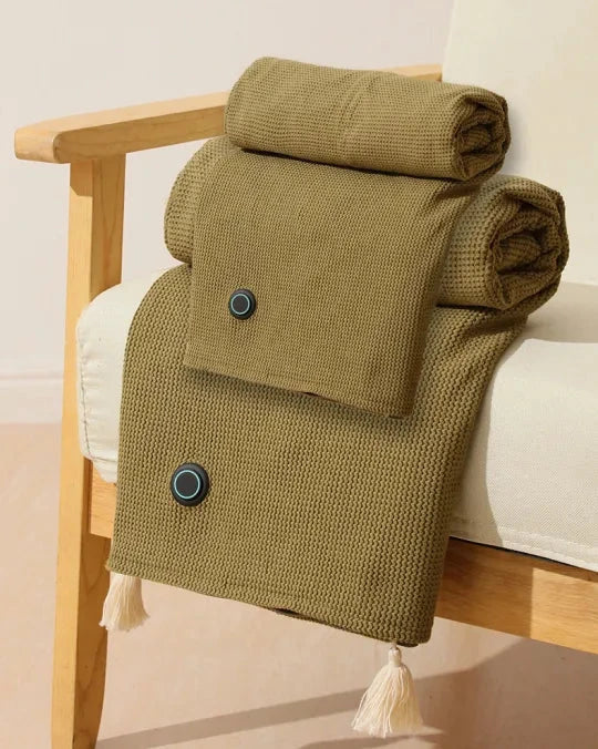 Draagbare verwarmde deken met USB-voeding – reisdeken van fleece met snelle opwarming