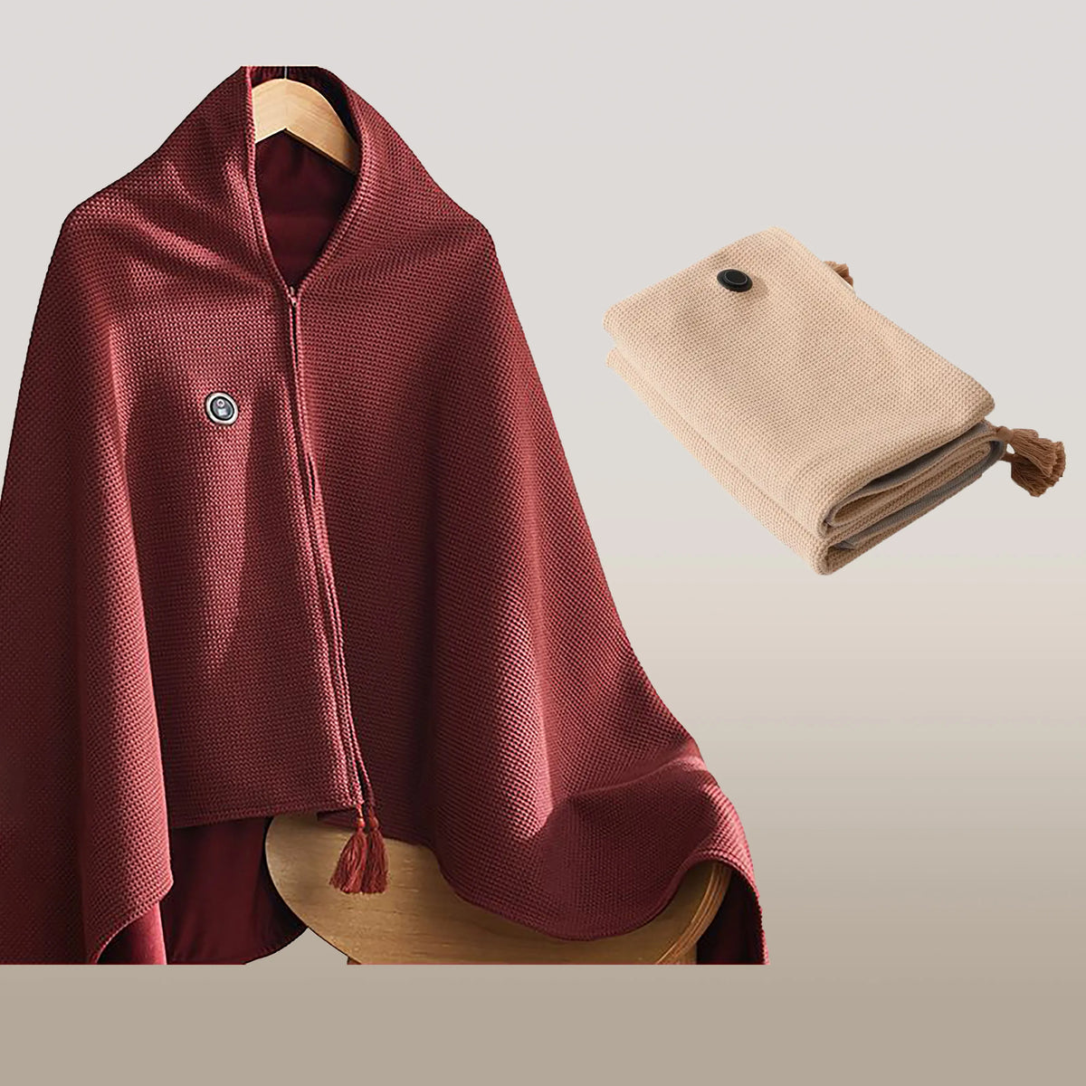 Draagbare verwarmde deken met USB-voeding – reisdeken van fleece met snelle opwarming