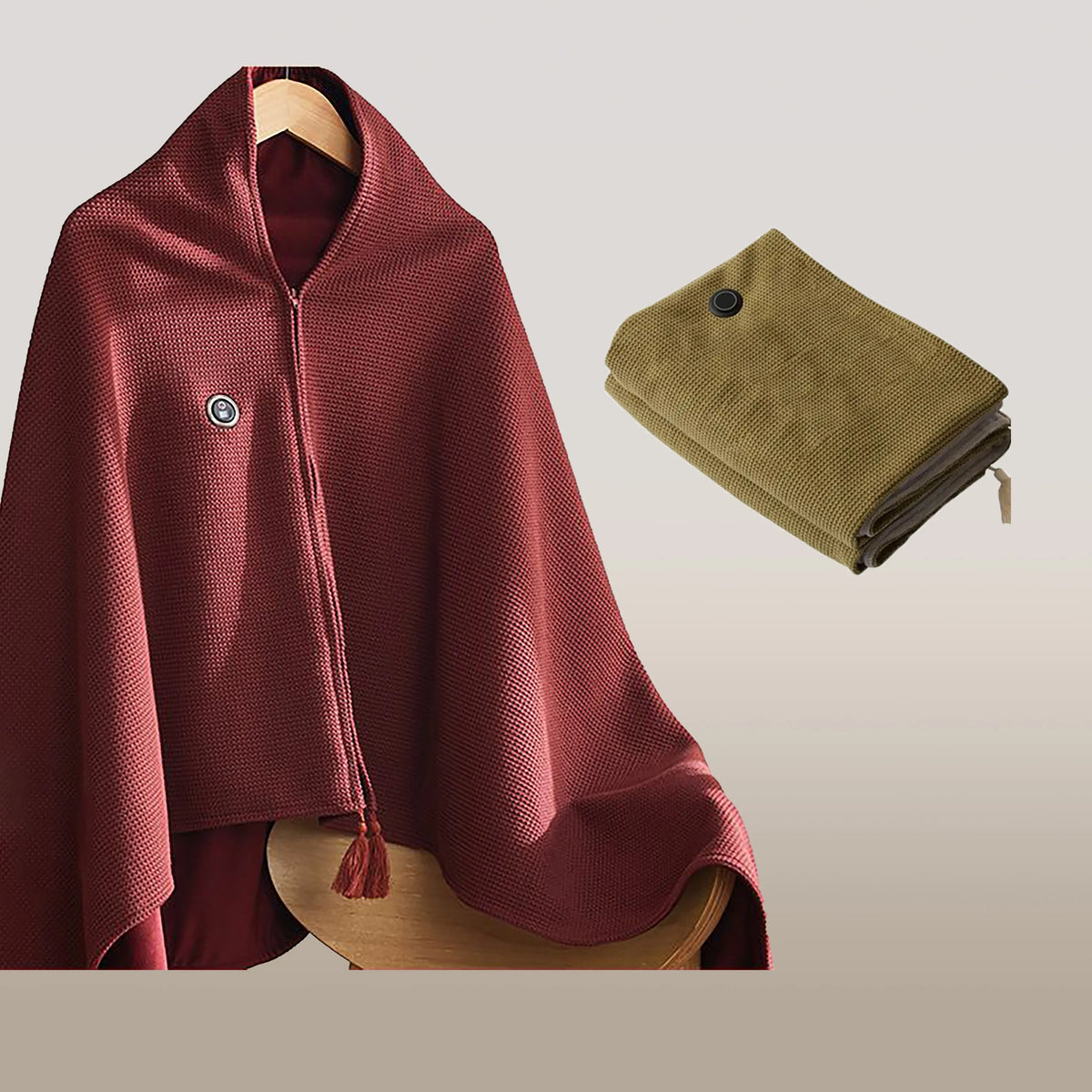 Draagbare verwarmde deken met USB-voeding – reisdeken van fleece met snelle opwarming