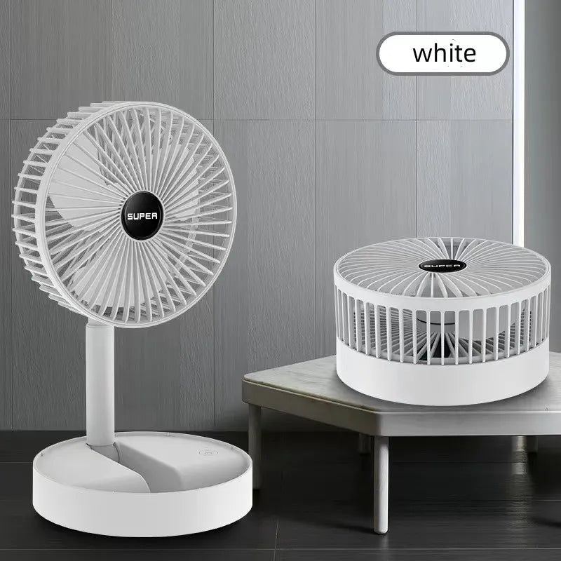 Draagbare Vloerventilator 6 Inch | Inklapbaar Telescopisch/USB | Oplaadbare Batterij | 3 Snelheden, Stil, In Hoogte Verstelbaar