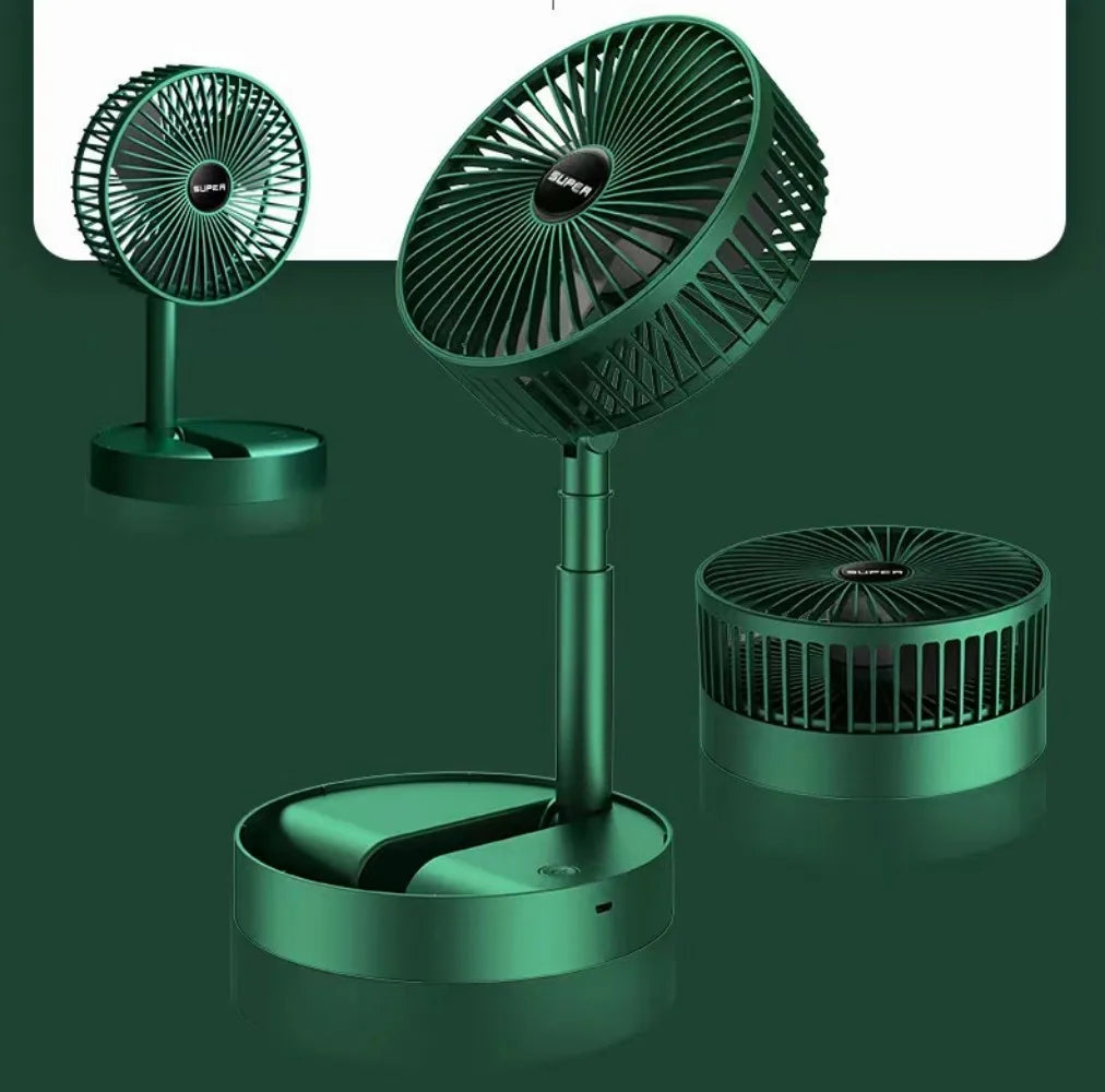 Draagbare Vloerventilator 6 Inch | Inklapbaar Telescopisch/USB | Oplaadbare Batterij | 3 Snelheden, Stil, In Hoogte Verstelbaar