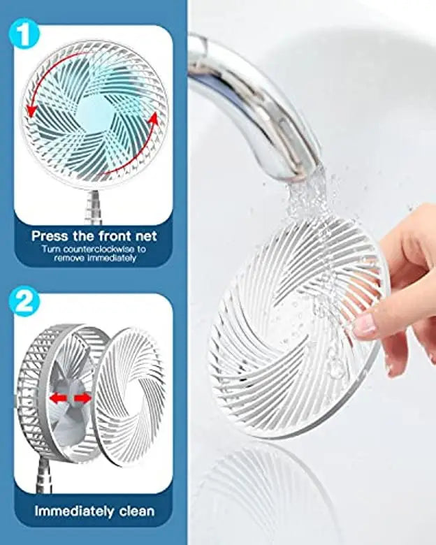 Draagbare Vloerventilator 6 Inch | Inklapbaar Telescopisch/USB | Oplaadbare Batterij | 3 Snelheden, Stil, In Hoogte Verstelbaar