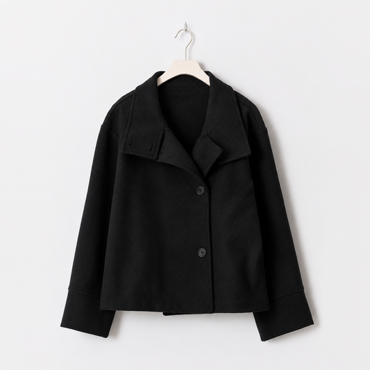 Dubbelrijig kort jack in luxestijl van warm materiaal