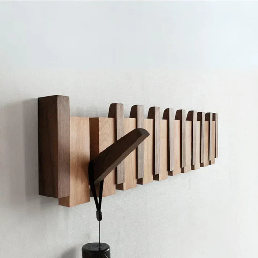 Duurzame Houten Wandkapstok voor Kleding met Muzikaal Design