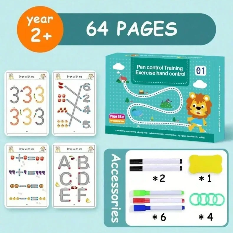 Educatief en Herbruikbaar Activiteitenboek voor Overtrekken en Tekenen