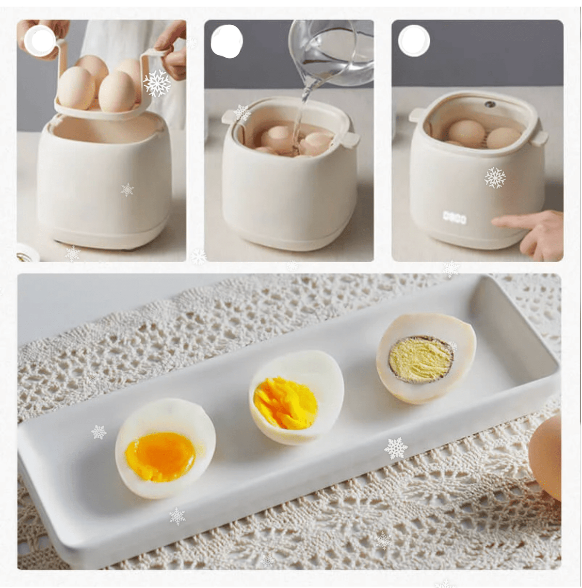 Eierkoker met zes programma's – snel en nauwkeurig koken – perfect voor dagelijks gebruik
