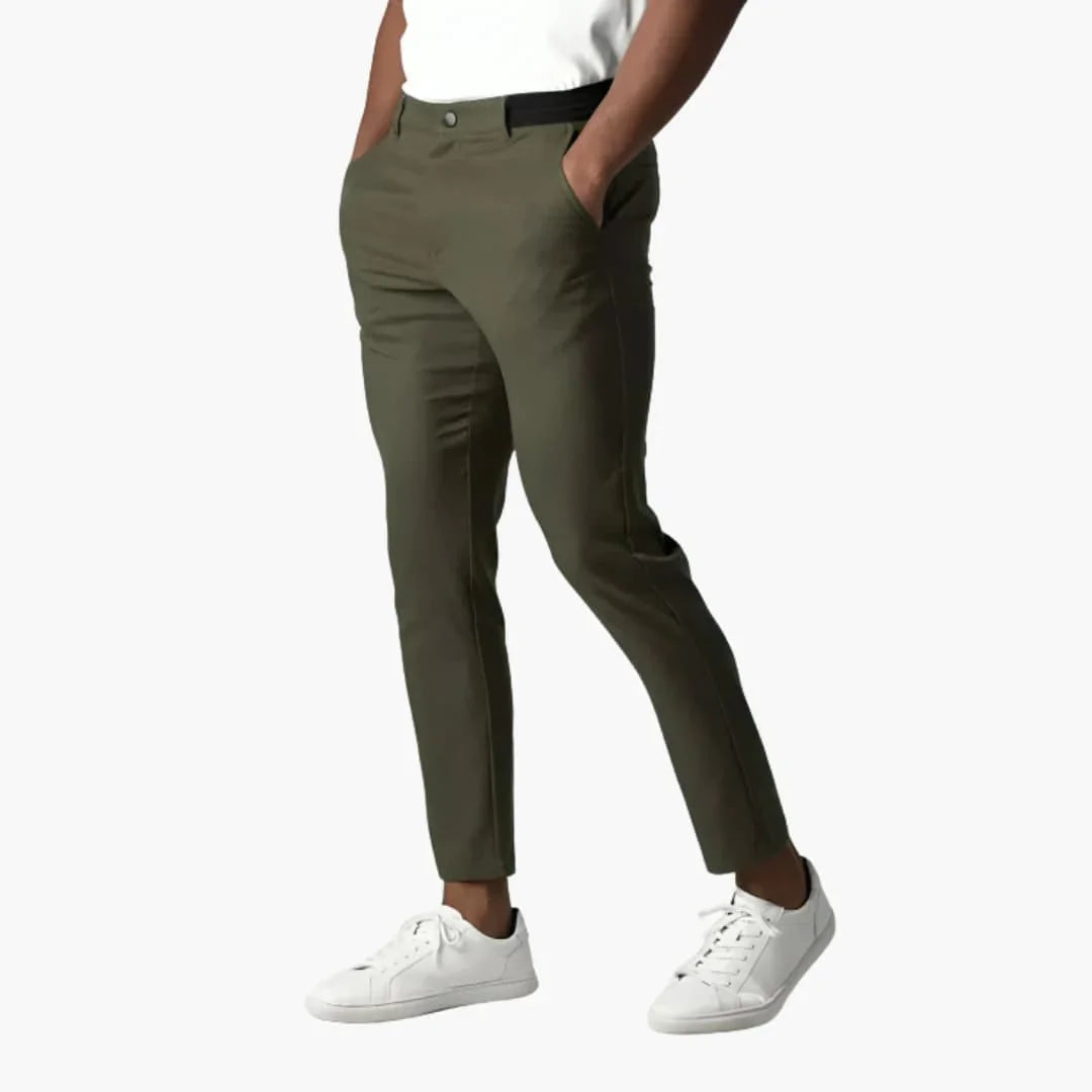 Elastische chino voor heren met tailleband en rechte pijpen